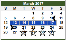District School Academic Calendar for Paul A Brown Alternative Center for March 2017