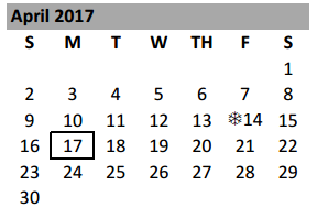 District School Academic Calendar for Bell Co J J A E P for April 2017