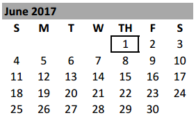 District School Academic Calendar for Lake Belton Middle School for June 2017