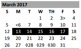 District School Academic Calendar for Bell Co J J A E P for March 2017