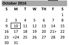 District School Academic Calendar for New Elementary for October 2016