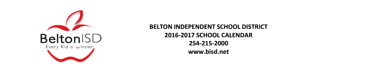 District School Academic Calendar for Belton High School