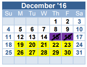 District School Academic Calendar for Richland Elementary for December 2016