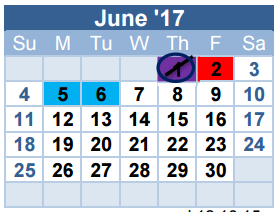 District School Academic Calendar for W T Francisco Elementary for June 2017