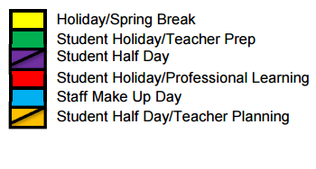 District School Academic Calendar Legend for W T Francisco Elementary