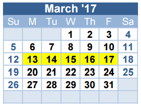 District School Academic Calendar for Richland High School for March 2017