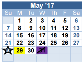 District School Academic Calendar for Birdville High School for May 2017