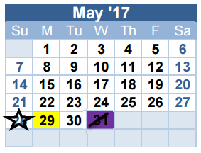 District School Academic Calendar for North Ridge Elementary for May 2017