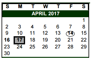 District School Academic Calendar for Cibolo Creek Elementary for April 2017