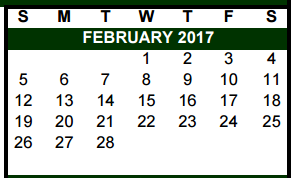 District School Academic Calendar for Curington Elementary for February 2017