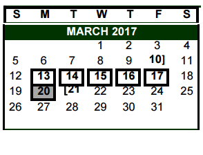 District School Academic Calendar for Curington Elementary for March 2017