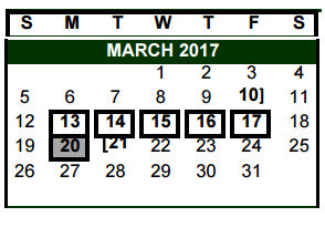 District School Academic Calendar for Boerne Middle School South for March 2017