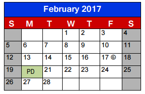 District School Academic Calendar for Brazosport High School for February 2017