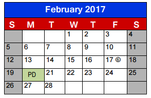 District School Academic Calendar for Jane Long Elementary for February 2017