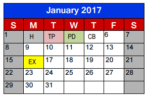 District School Academic Calendar for Lighthouse Learning Center - Jjaep for January 2017