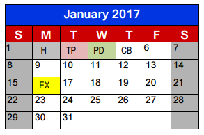 District School Academic Calendar for Clute Int for January 2017