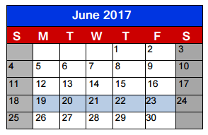 District School Academic Calendar for Griffith Elementary for June 2017