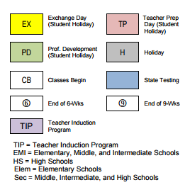 District School Academic Calendar Legend for A P Beutel Elementary