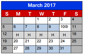 District School Academic Calendar for Lighthouse Learning Center - Daep for March 2017