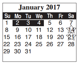 District School Academic Calendar for Pace High School for January 2017