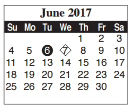 District School Academic Calendar for Skinner Elementary for June 2017