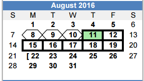 District School Academic Calendar for Sul Ross Elementary for August 2016