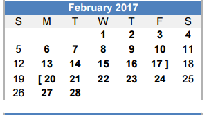 District School Academic Calendar for Jane Long for February 2017