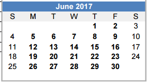 District School Academic Calendar for Bryan Early College High School for June 2017