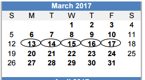 District School Academic Calendar for Arthur L Davila Middle School for March 2017