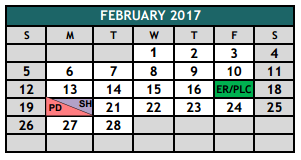 District School Academic Calendar for Johnson County Jjaep for February 2017