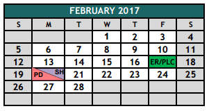 District School Academic Calendar for Burleson High School for February 2017