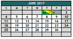 District School Academic Calendar for Hughes Middle School for June 2017