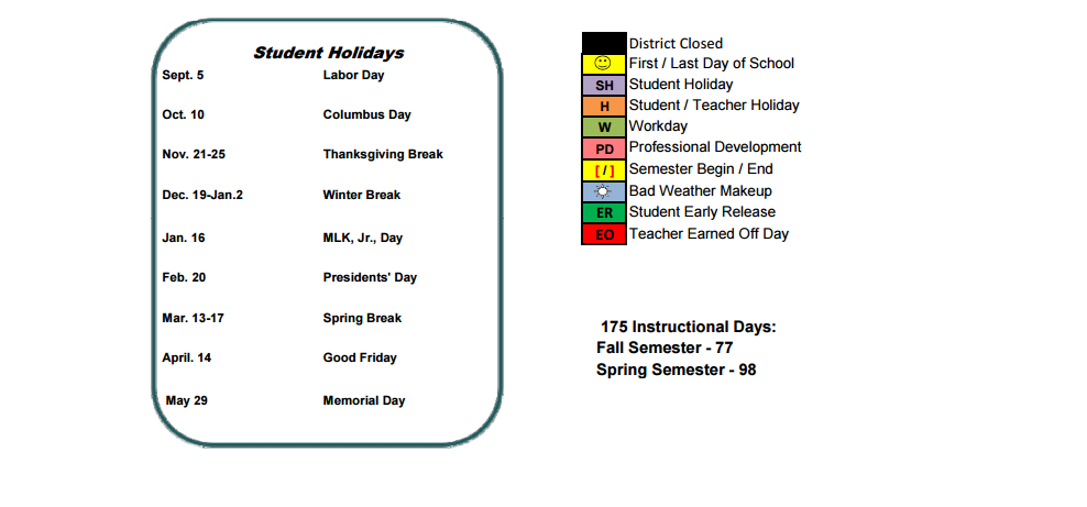 District School Academic Calendar Key for Jack Taylor Elementary