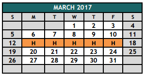 District School Academic Calendar for Johnson County Jjaep for March 2017