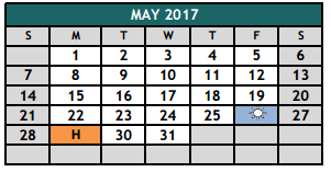 District School Academic Calendar for Johnson County Jjaep for May 2017