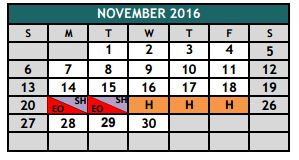 District School Academic Calendar for Hughes Middle School for November 2016