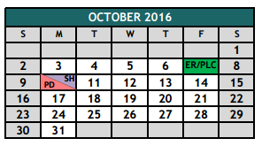 District School Academic Calendar for Oak Grove Elementary for October 2016