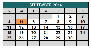 District School Academic Calendar for Johnson County Jjaep for September 2016