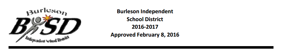 District School Academic Calendar for Burleson High School