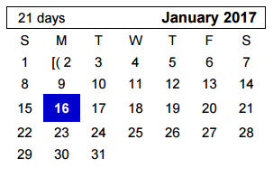 District School Academic Calendar for Reeves-hinger Elementary for January 2017