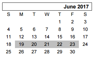 District School Academic Calendar for Greenways Intermediate School for June 2017