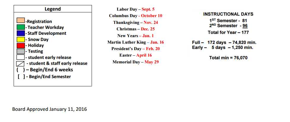 District School Academic Calendar Key for Canyon Intermediate School