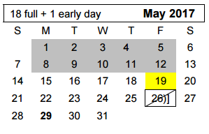 District School Academic Calendar for Greenways Intermediate School for May 2017