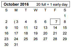 District School Academic Calendar for Westover Park Jr High for October 2016