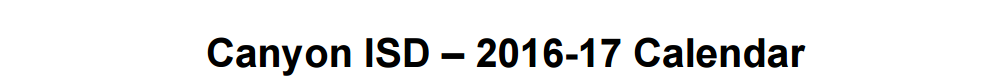 District School Academic Calendar for Canyon Intermediate School