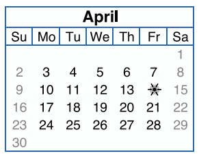 District School Academic Calendar for Salazar Alternative Education Prog for April 2017