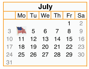 District School Academic Calendar for Huie Special Educ Ctr for July 2016