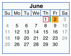 District School Academic Calendar for Long Middle School for June 2017