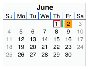 District School Academic Calendar for Salazar Alternative Education Prog for June 2017