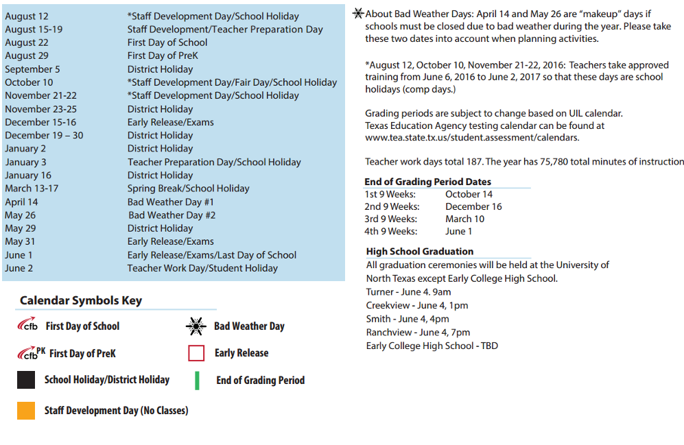 Kent Elementary School District Instructional Calendar Carrollton